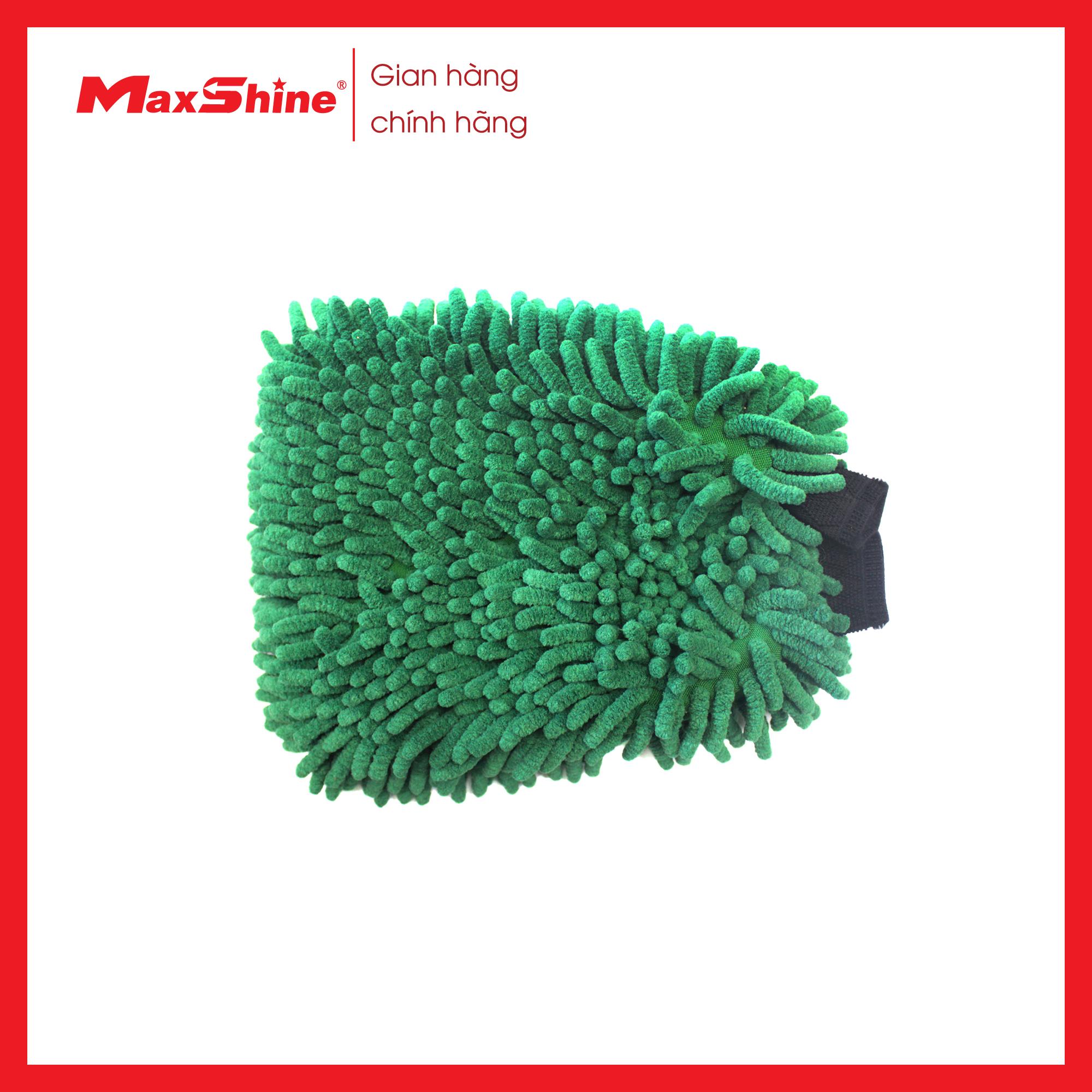 Bao tay rửa xe màu xanh Maxshine 1120003G từ chất liệu Microfiber rất mềm mại, không xù lông và không để lại vết xoáy trên thân xe.