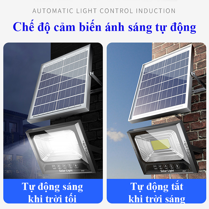 Đèn năng lượng mặt trời 300W, 2 bóng đèn tổng 400 hạt Led sáng, IP67, pin 18000mAh đèn sáng liên tục10-15h