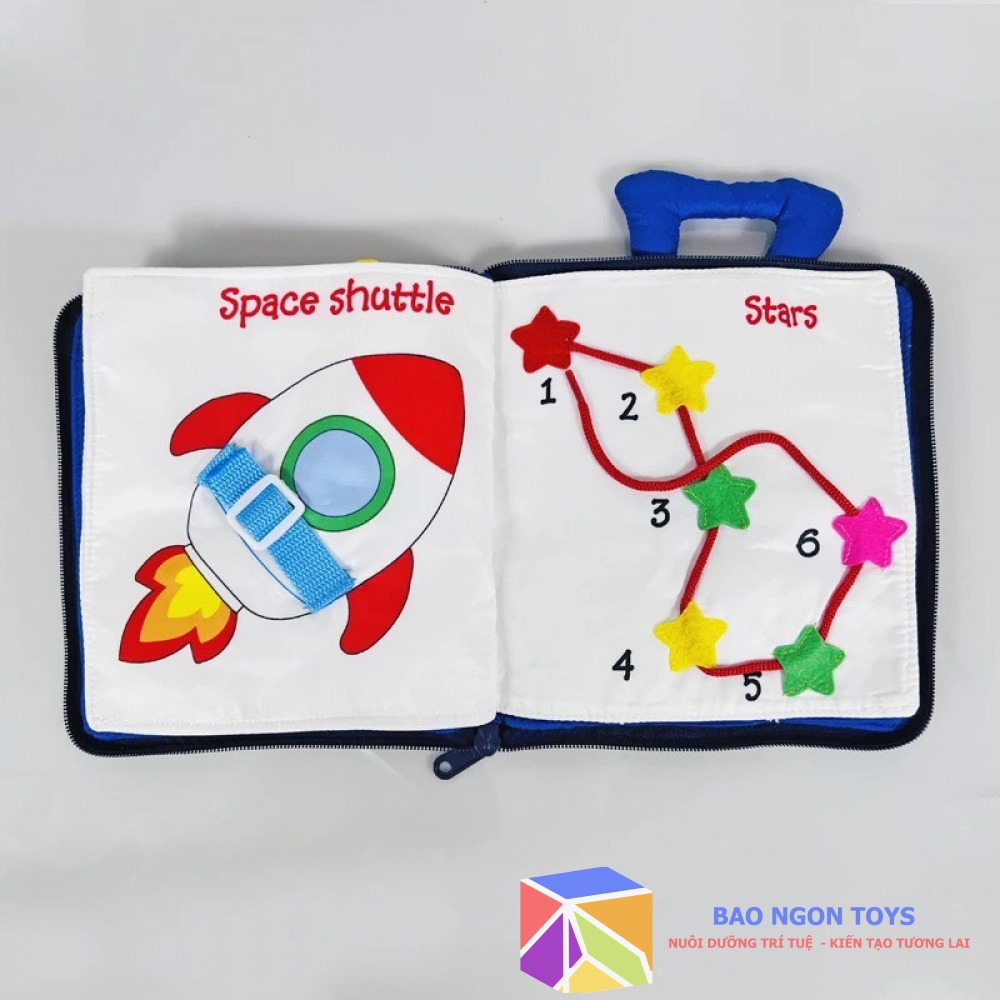 SÁCH VẢI BÓC DÁN QUIET BOOK RÈN LUYỆN CÁC KỸ NĂNG VẬN ĐỘNG TINH VÀ GIÚP BÉ HỌC TIẾNG ANH SV73