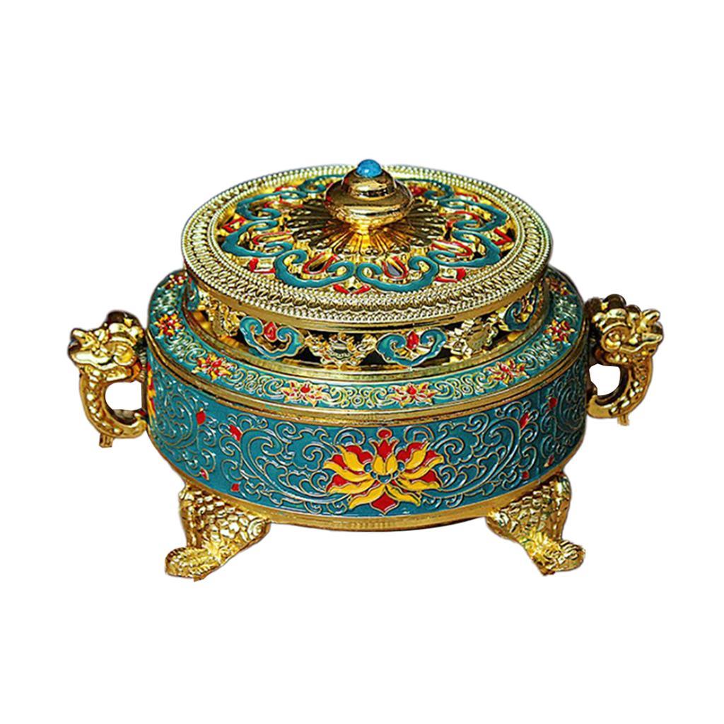 2pcs Tibetan Bronze Incense Burner Holder Art Censer Home Decor Ornaments