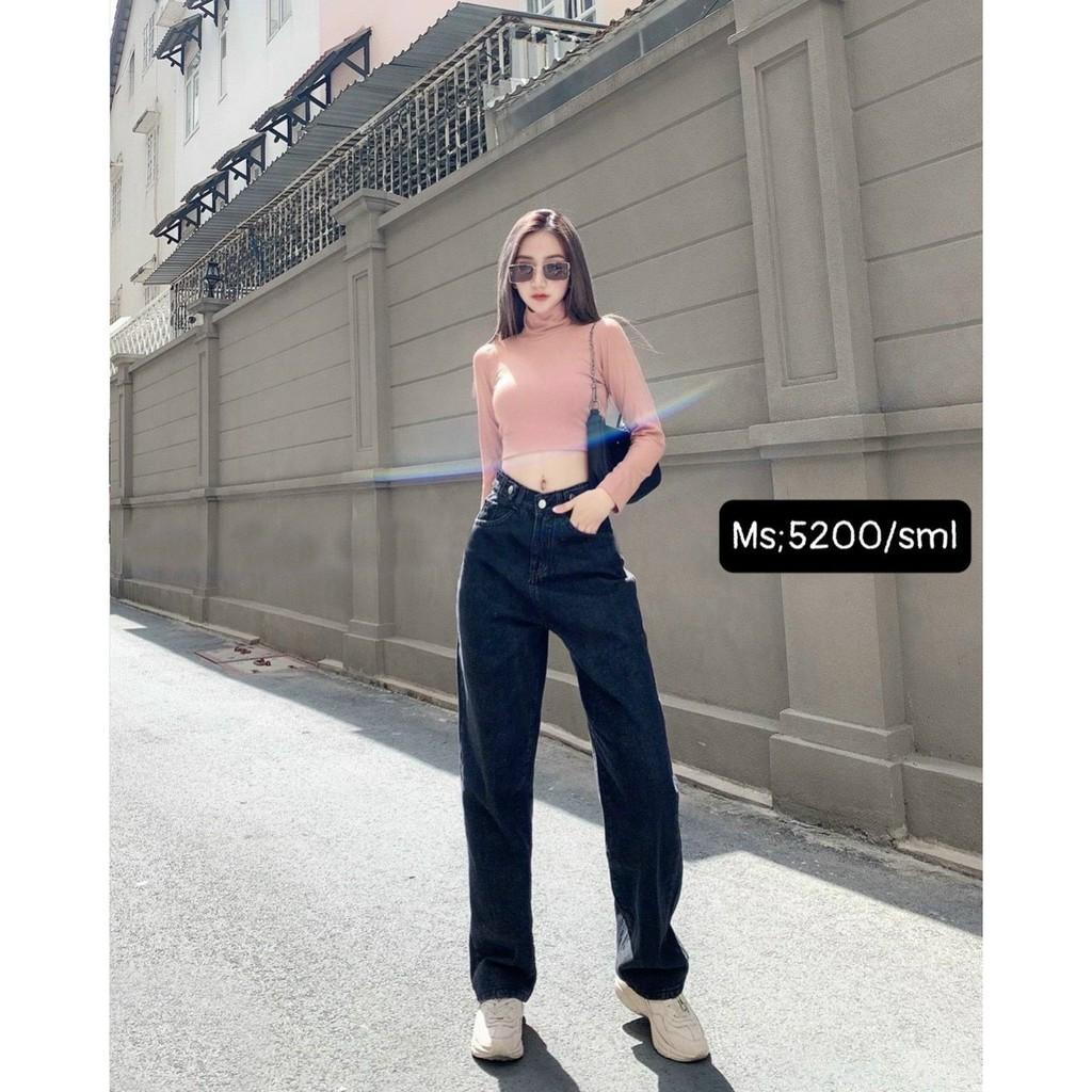 Quần jeans suông dài phối 3 cúc Q040