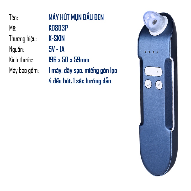 Máy Hút Mụn Công Nghệ Mới K-SKIN Với 4 Đầu Hút, Trang Bị Camera 30.000 Pixel - Hàng Chính Hãng