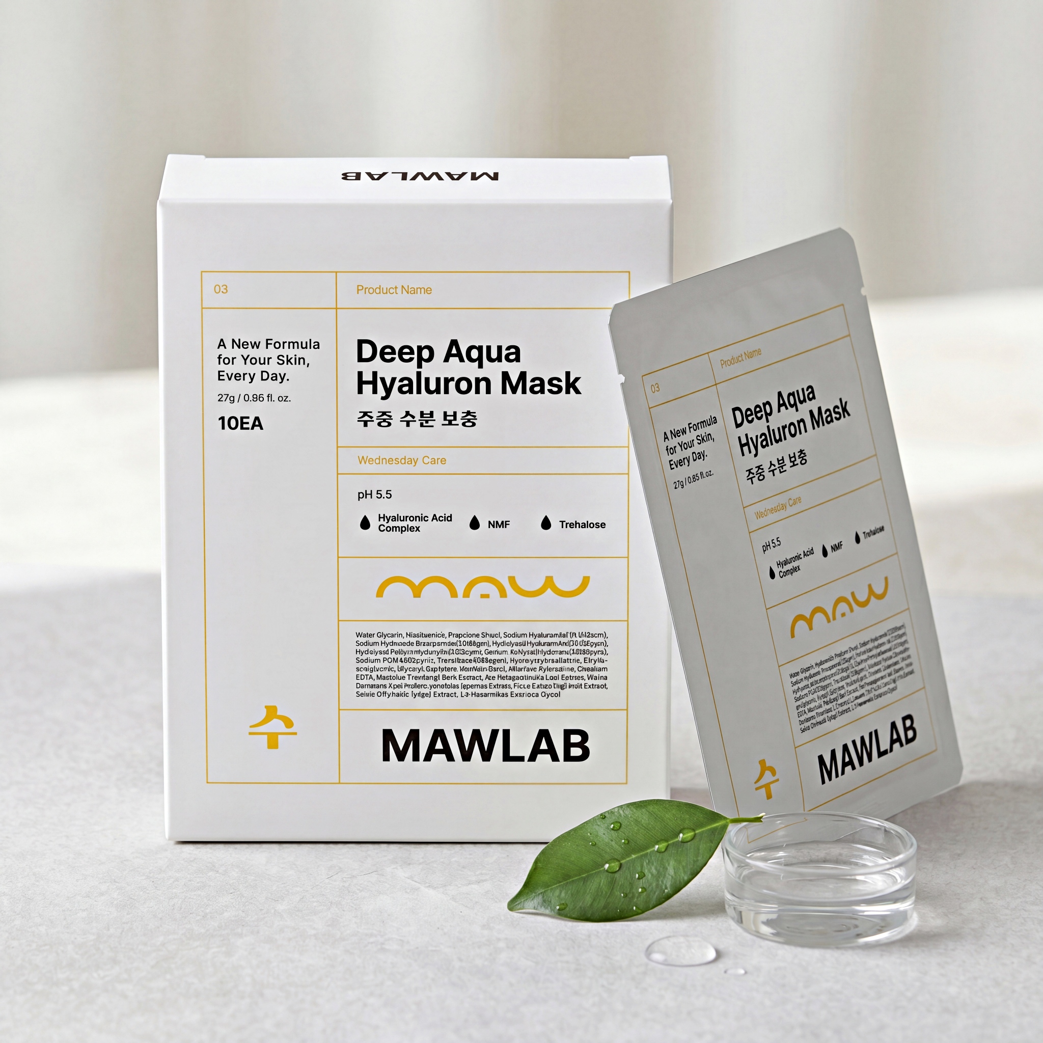 Mặt Nạ Dưỡng Ẩm Đa Tầng MAWLAB DEEP AQUA HYALURON MASK - Hộp 10 Miếng