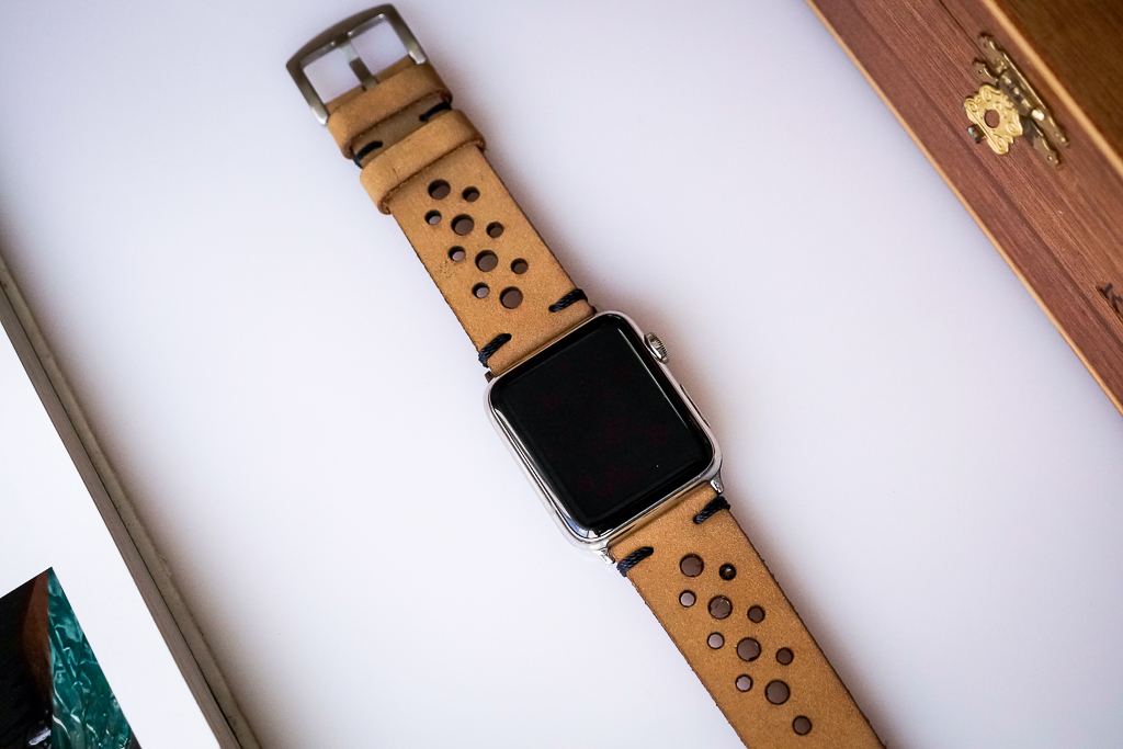 Dây Đeo Thay Thế Cho Apple Watch - Da bò sáp nâu - Khâu tay thủ công