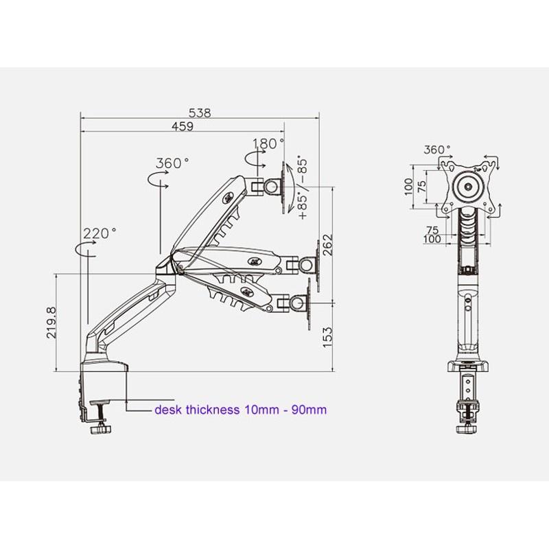 Giá treo màn hình máy tính F80 - Xoay 360 độ