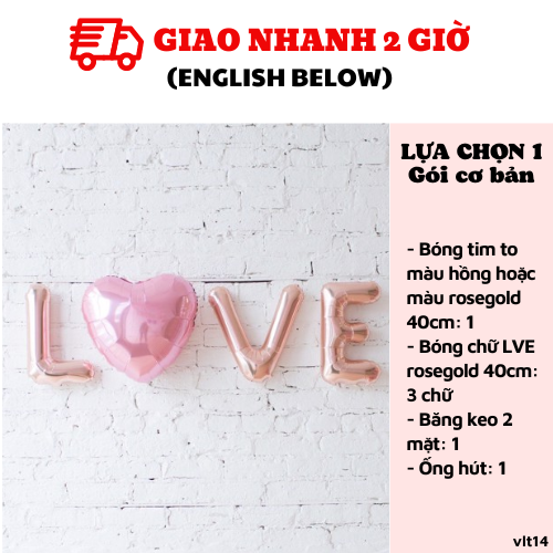 Bộ bong bóng chữ Love trang trí Valentine vlt14
