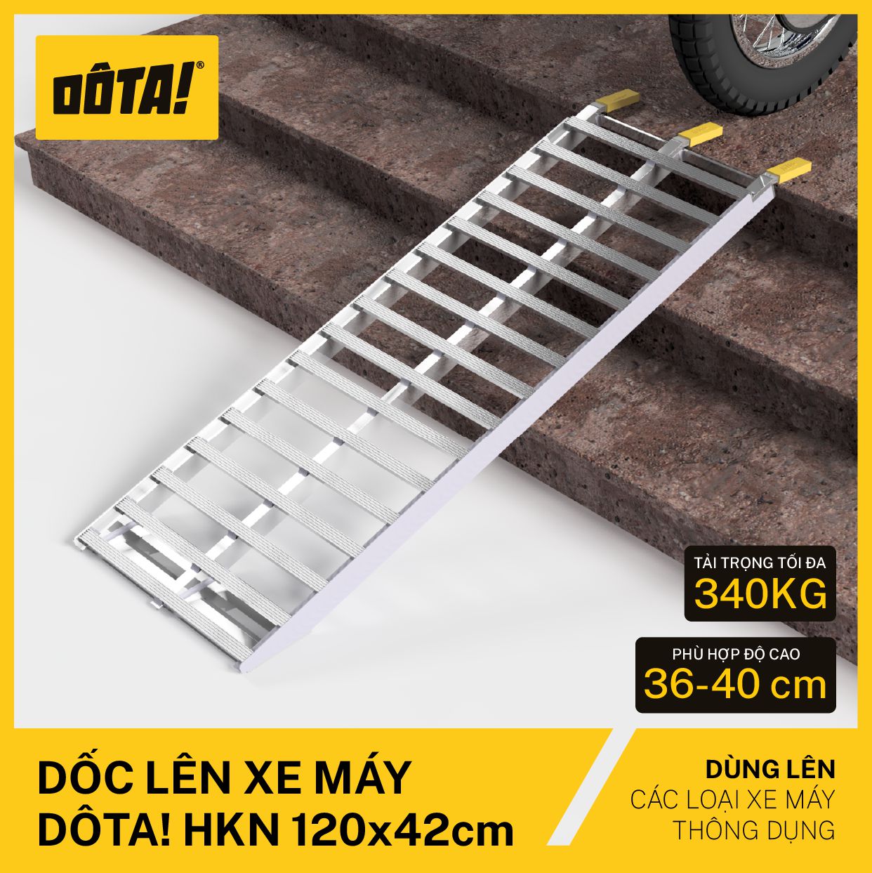 Dốc lên Xe Máy DÔTA! Hợp Kim Nhôm 120x42CM