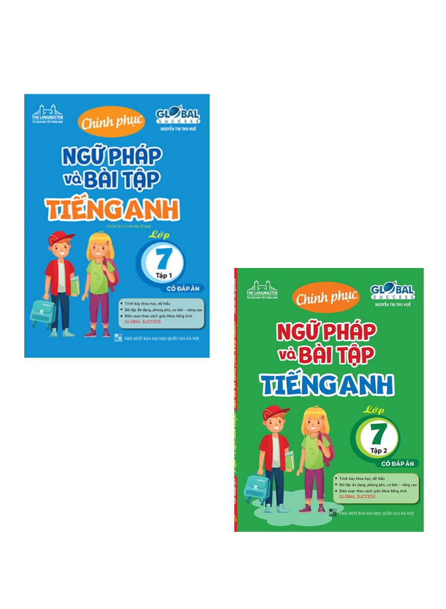 Combo The Langmaster - Chinh Phục Ngữ Pháp Và Bài Tập Tiếng Anh Lớp 7 - Tập 1 + 2  _MT