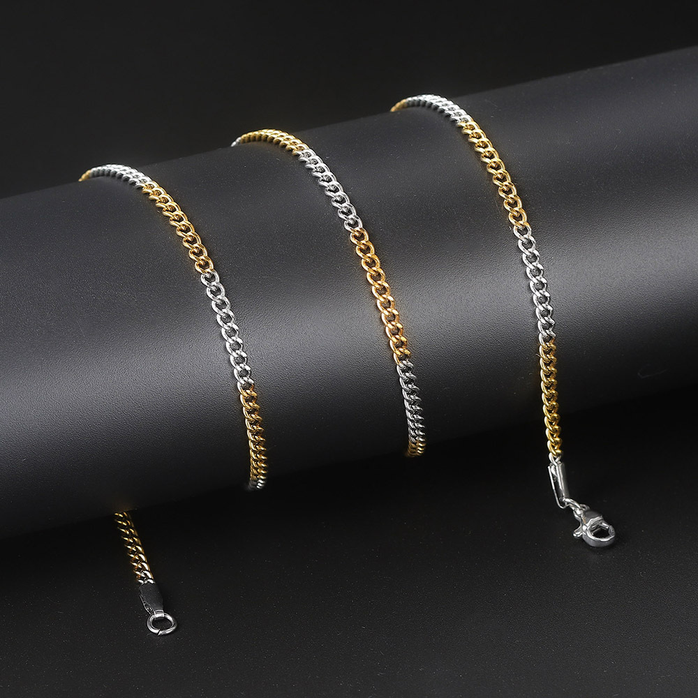 Dây chuyền inox cao cấp kiểu lặc 5mm cách điệu trắng vàng xen kẽ siêu đẹp, bền màu