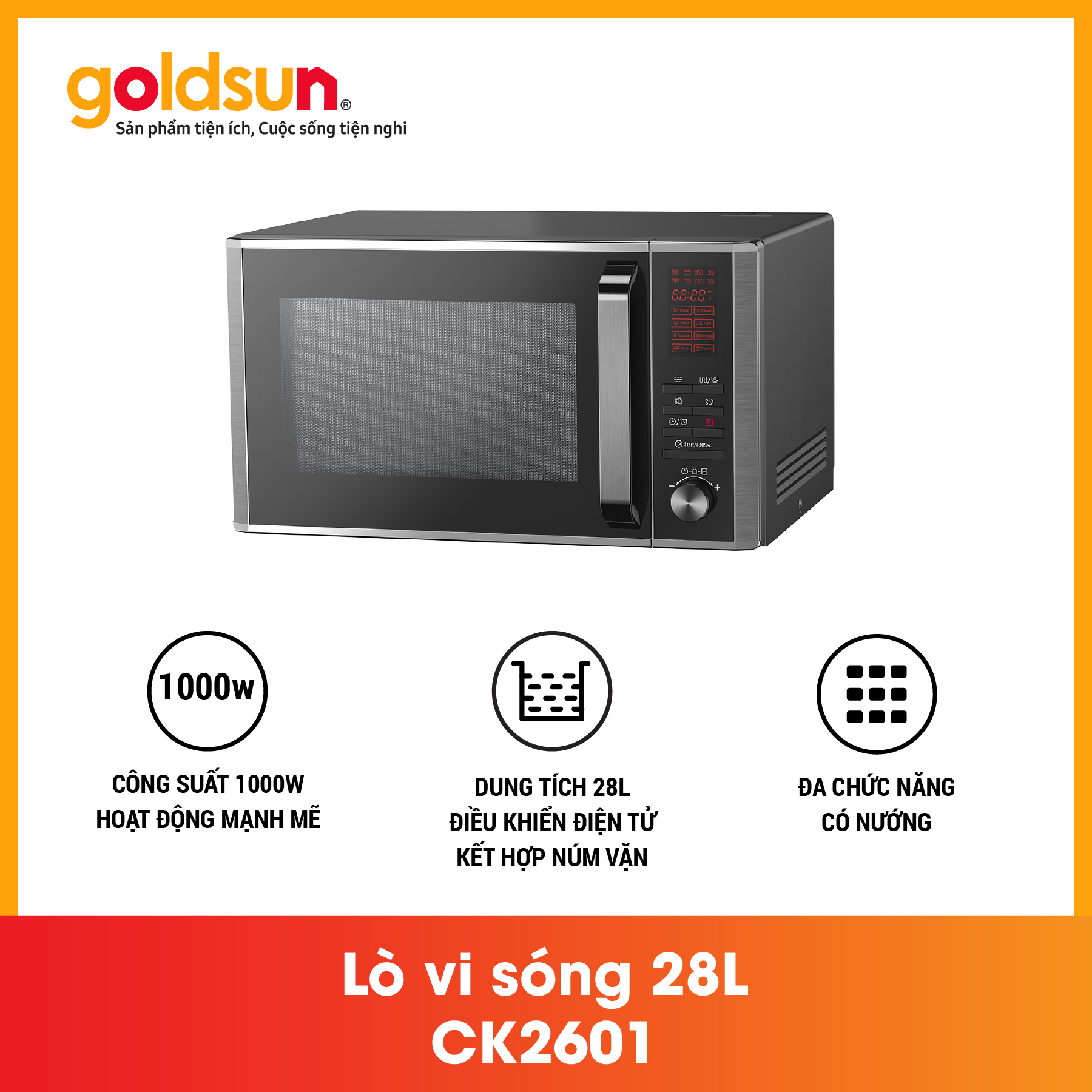 Lò vi sóng Goldsun CK2601- Điện tử 28L Hàng chính hãng