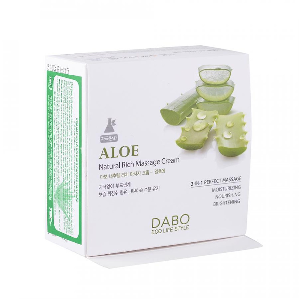 Kem mát xa dưỡng trắng ngăn ngừa mụn tinh chất lô hội DABO Aloe Natural Rich Massage Cream ( 200ml) - [ Tặng dây cột tóc ]