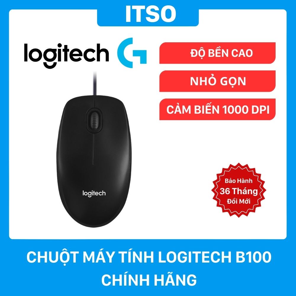 Chuột Có Dây Logitech B100 - Hàng Chính Hãng