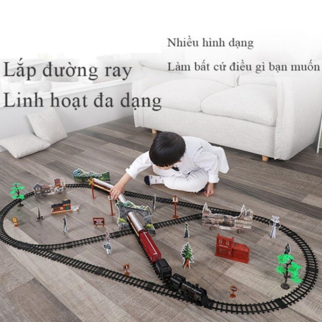 [Có sẵn] Đồ chơi mô hình tàu hỏa cổ điển chạy trên đường ray, nhả hơi nước, có đèn và âm thanh - 19060-6