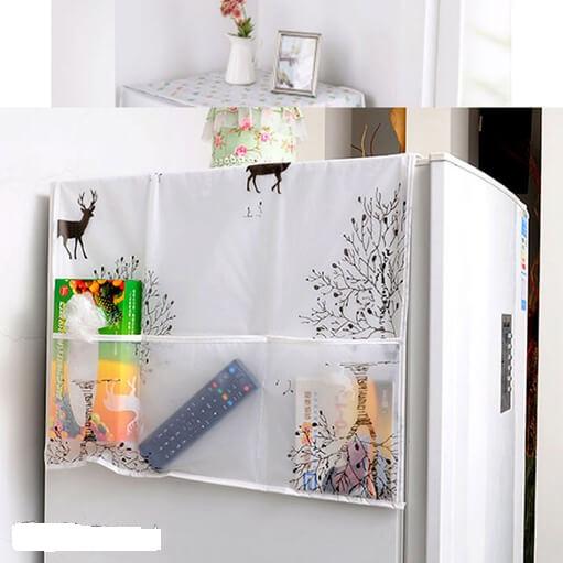 Tấm phủ tủ lạnh, máy giặt, lò vi sóng in hình dễ thương, bảo vệ tủ chống bụi bẩn, chống thấm nước có túi bên hông đựng đồ tiện lợi - giao mẫu ngẫu nhiên - GDHN Loại Tốt