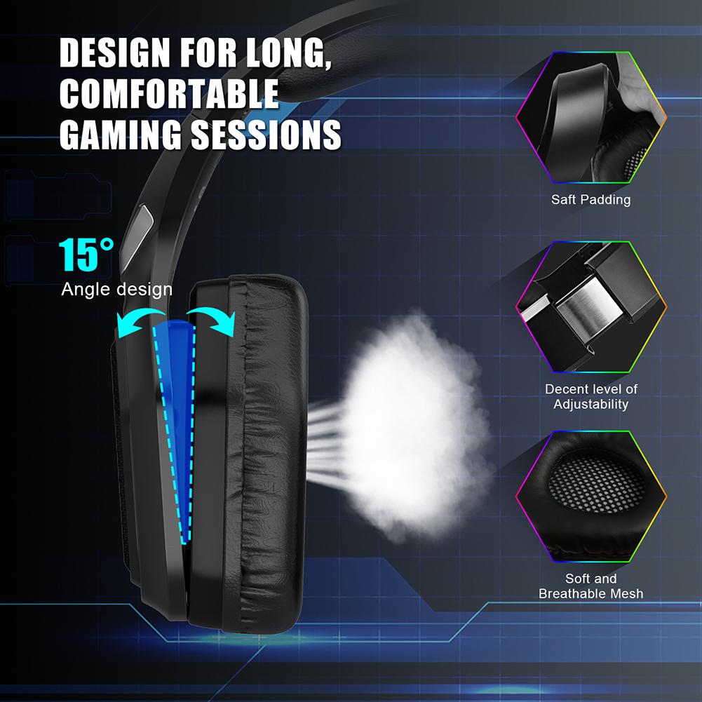 Có Dây 3.5Mm Tai Nghe Chơi Game Đèn RGB Máy Tính Máy Tính Game Thủ Trên Tai Tai Nghe Game Tai Nghe Bass Stereo Trên Đầu