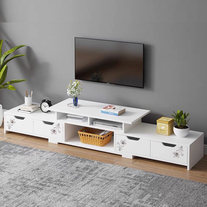 Kệ TV A1966 mầu vàng, gỗ công nghiệp MDF phủ melamin (120-190)*30*36cm