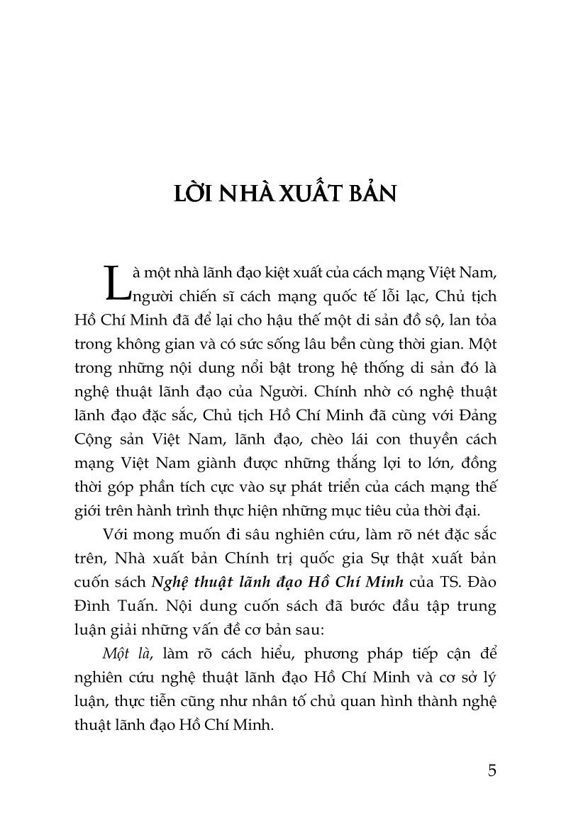 Nghệ thuật lãnh đạo Hồ Chí Minh ( bản in 2024)