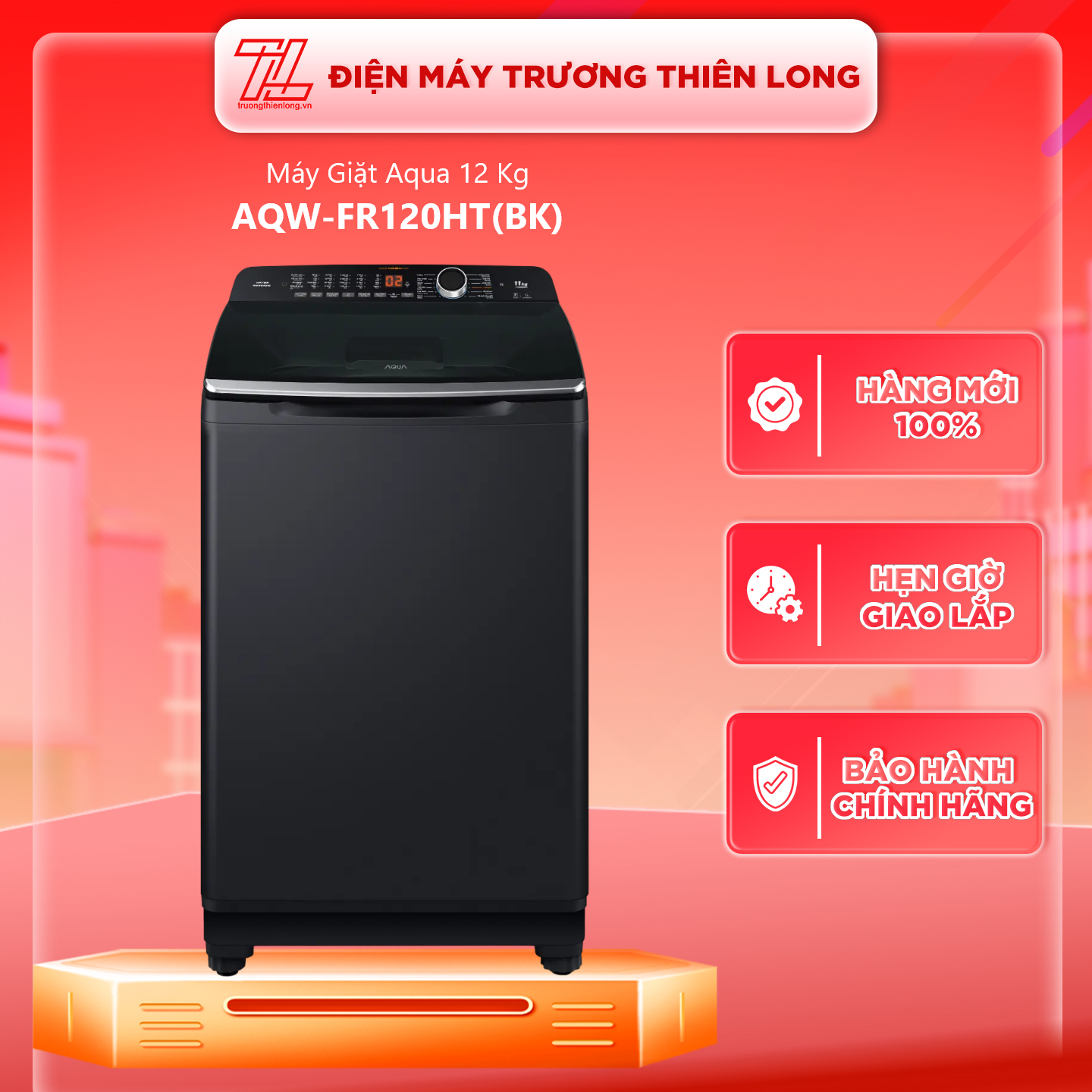 AQW-FR120HT(BK) - Máy giặt Aqua 12 kg AQW-FR120HT BK - Hàng Chính Hãng