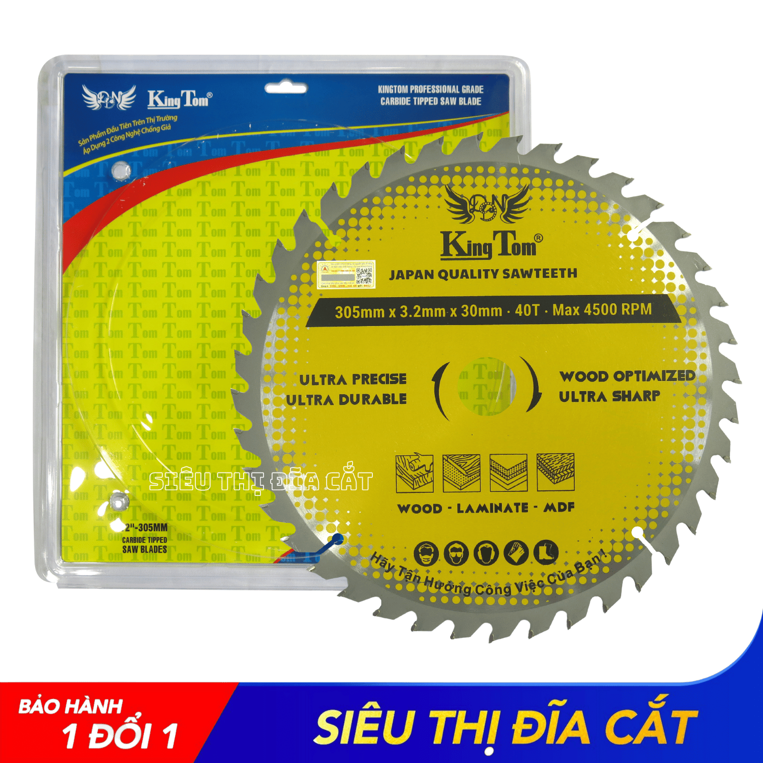 LƯỠI CƯA - LƯỠI CẮT GỖ 305-40 RĂNG KINGTOM VÀNG – CHẤT LƯỢNG VÔ ĐỊCH PHÂN KHÚC GIÁ RẺ!