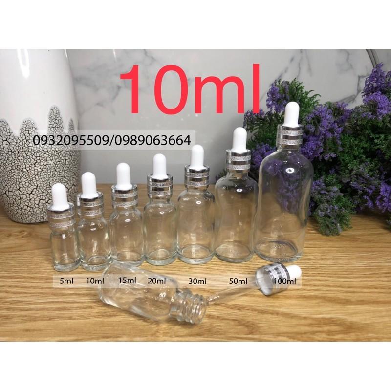 10 lọ chai 10ml trong đựng serum mỹ phẩm tinh dầu