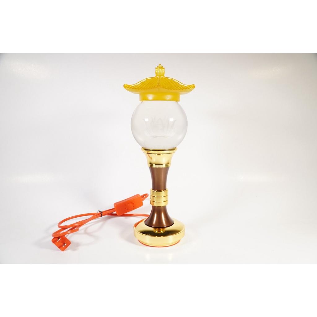 Đèn thờ led quả cầu pha lê sen mái lưu ly phú quý đế xi đồng điện cao cấp - Nhiều cỡ đổi màu