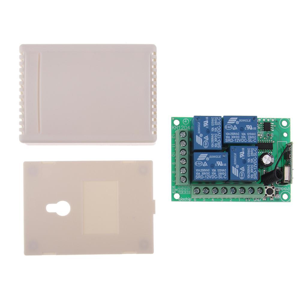433MHz DC 12V 4 Channel Wireless RF 4 Relay Remote Control Switch Receiver