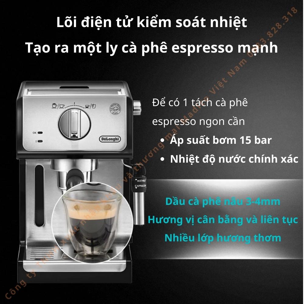 Máy pha cà phê Delonghi ECP35.31 Công suất 1100W dung tích 1.1L  pha Espresso, tạo bọt kem cho Cappuccino - Hàng nhập khẩu