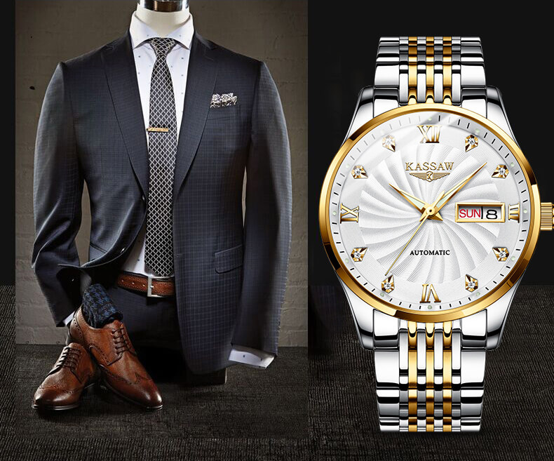 Đồng hồ nam chính hãng KASSAW K869-1 chống nước,chống xước,kính sapphire ,mặt đen dây kim loại thép không gỉ 316L ,hàng mới 100% ,Đồng hồ cơ ,Thiết kế đơn giản và sang trọng