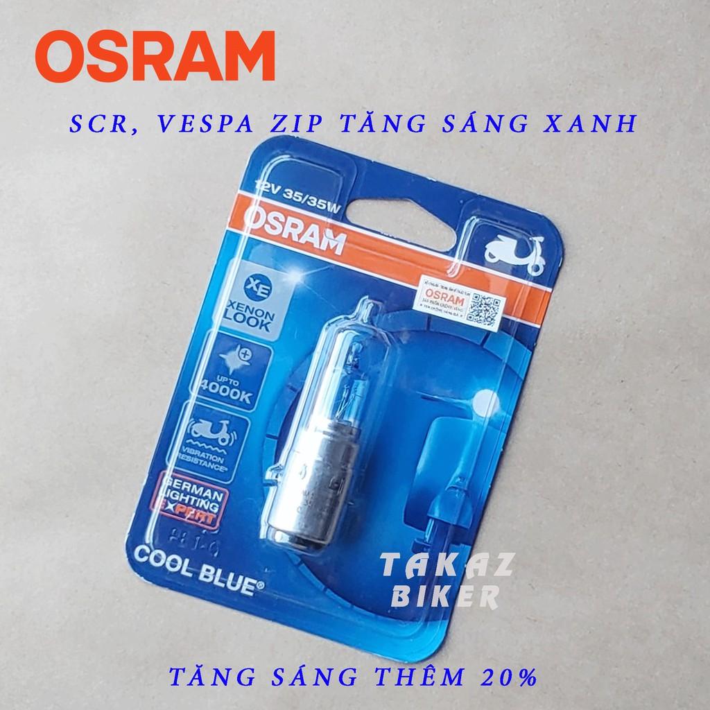 Bóng đèn HALOGEN OSRAM SCR - Vespa Zip - Tăng sáng 20% màu trắng xanh dương hiện đại trẻ trung Xenon 35W nhập khẩu