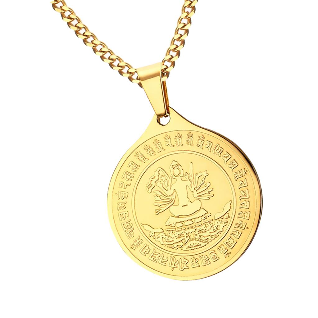 Gold Figure of Buddha Pendant Chain Necklace Fashion Jewelry Gift for Men Women