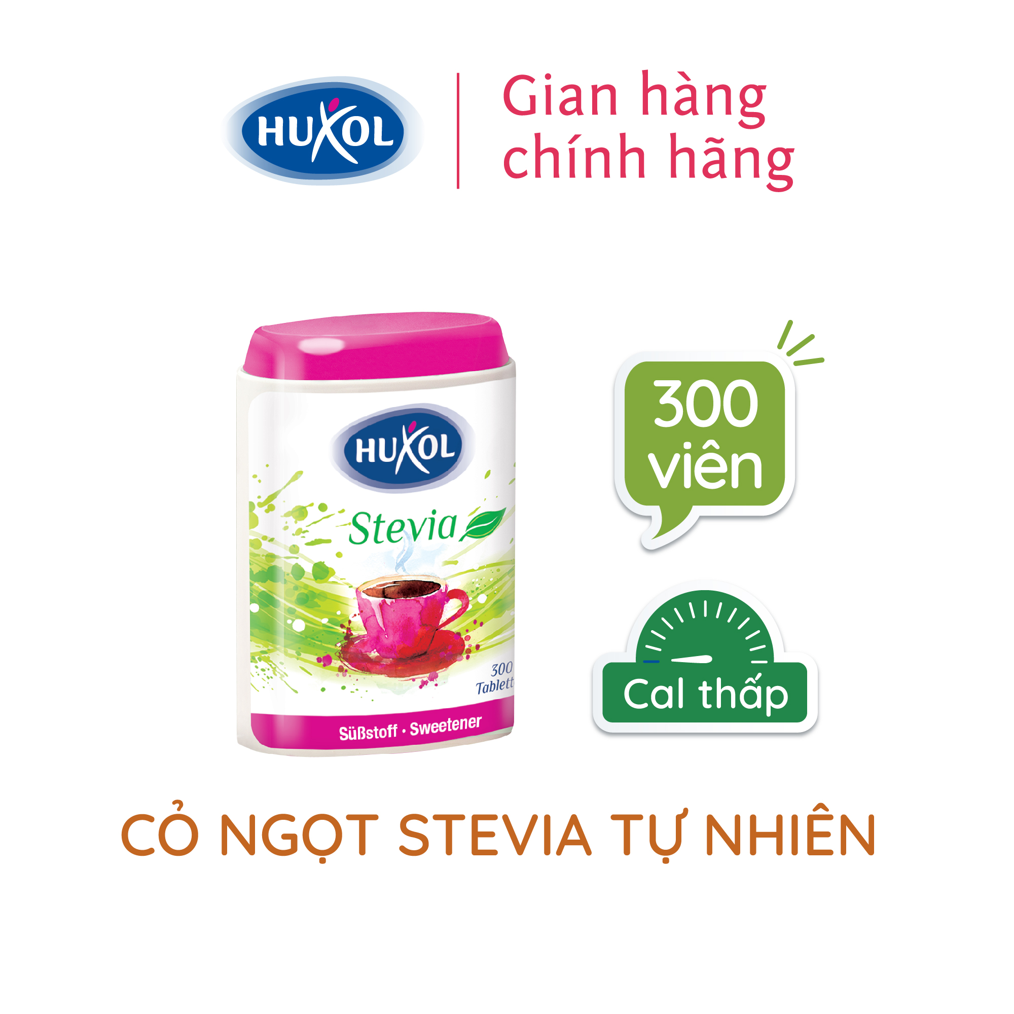 Đường Ăn Kiêng Sweetener Huxol Cỏ Ngọt Stevia Tự Nhiên 300 viên - Nhập khẩu chính hãng từ Đức - Dành cho người tiểu đường, giảm cân, cao huyết áp