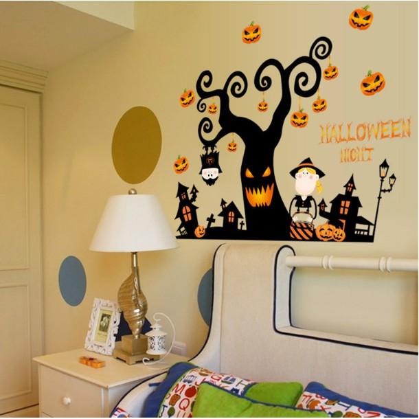 Decal trang trí tường - Cây Ma Kinh Dị Halloween