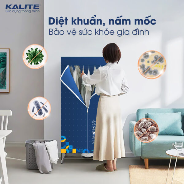 Tủ sấy quần áo Kalite KL6880,công suất 900w, Diệt vi khuẩn, nấm mốc, di chuyển dễ dàng,tháo lắp linh hoạt- hàng chính hãng