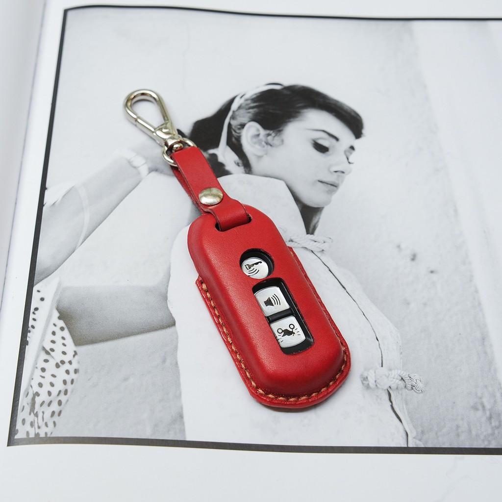 BAO DA CHÌA KHÓA MÀU ĐỎ CHO SMARTKEY XE SH - Bao chìa khóa handmade thủ công - Miễn phí khắc tên sđt theo yêu cầu Không