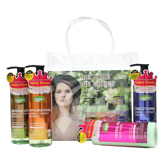 Bộ dầu gội thảo dược Organic tóc suôn mềm bóng mượt Jie Fen Delux Gift Set, Taiwan 4 x 250ml