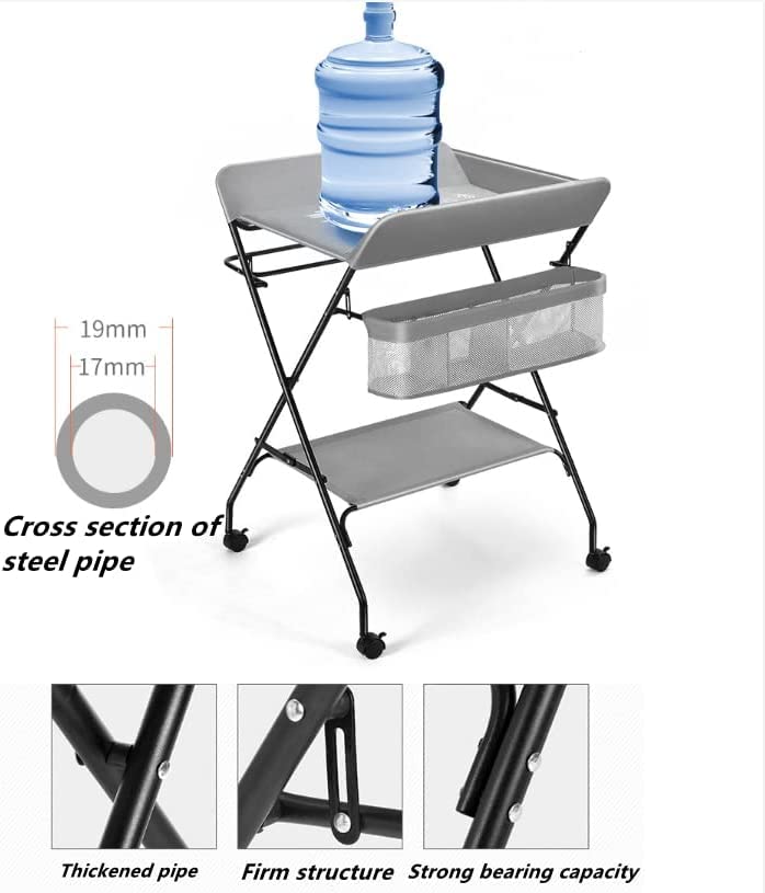 Bàn thay tã di động cho bé có bánh xe di động, có thể điều chỉnh chiều cao Baby Portable Changing Table with Wheels (80*63*96cm)