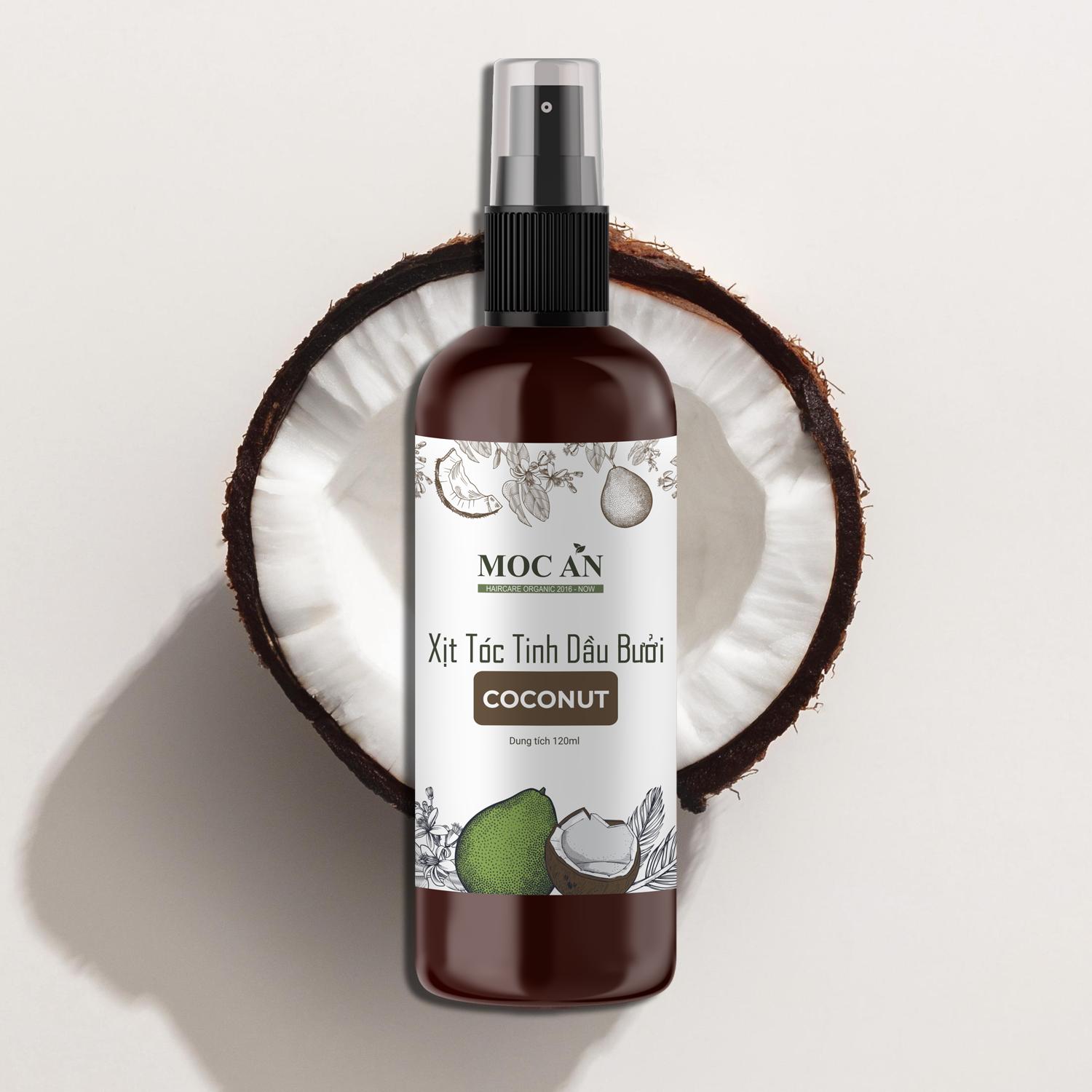 Xịt Kích Mọc Tóc Tinh Dầu Bưởi Dừa Non ( Coconut ) 120ml Mộc Ân Haircare hỗ trợ giảm rụng, giảm mảng bám gàu trên da đầu