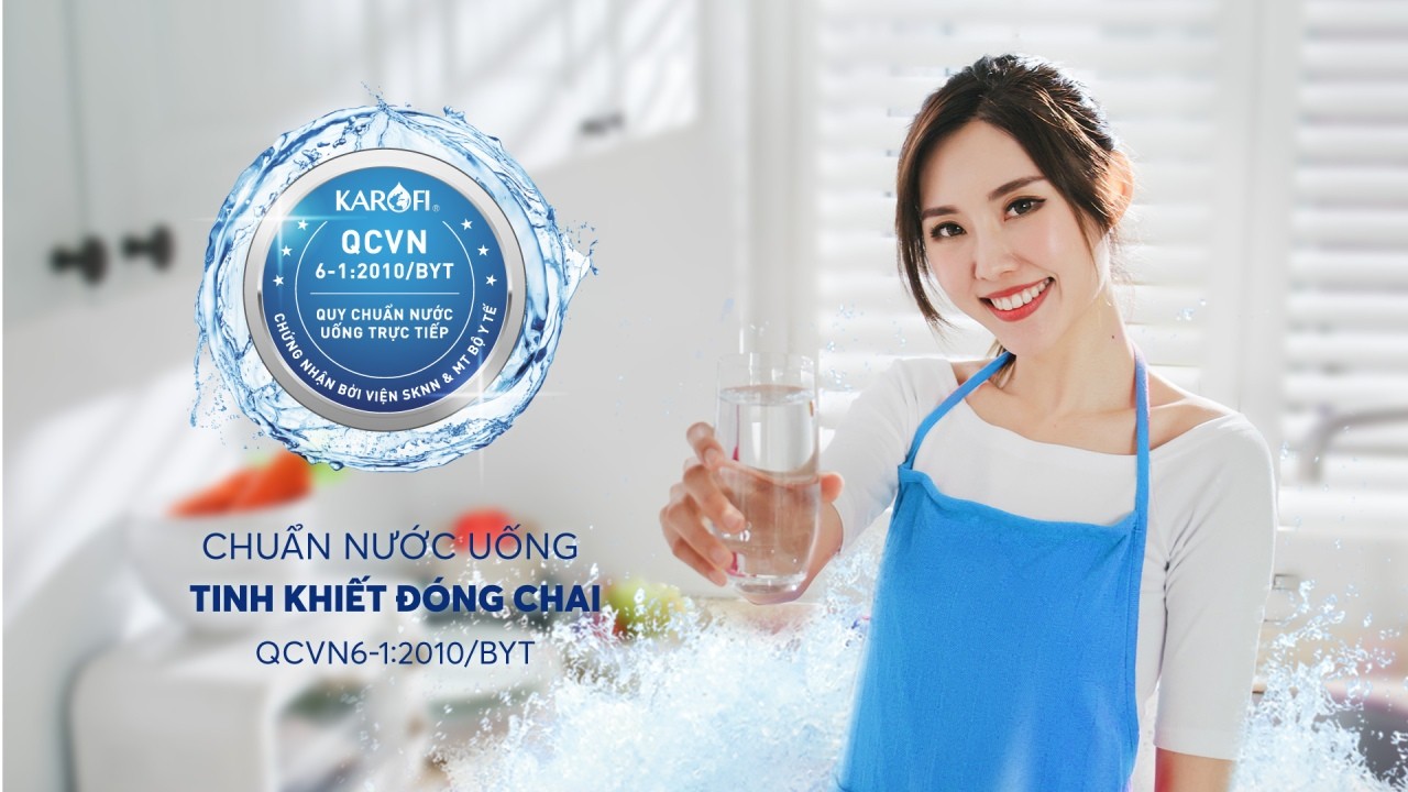 Máy lọc nước Karofi KAQ-U96 10 lõi lọc kết nối điện thoại thông minh, vòi nước hiển thị tình trạng máy - Hàng chính hãng bảo hành 3 năm