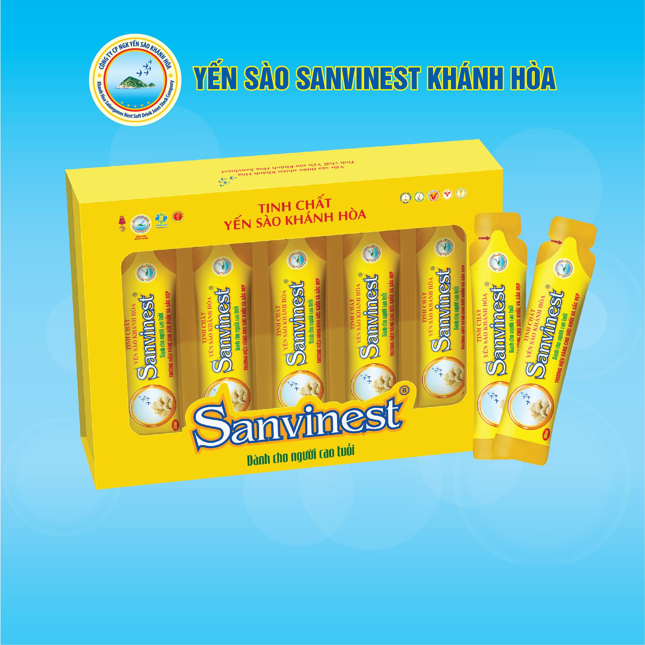 Hộp quà tặng Tinh chất Yến sào Khánh Hòa Sanvinest dành cho người cao tuổi 15 túi 20ml