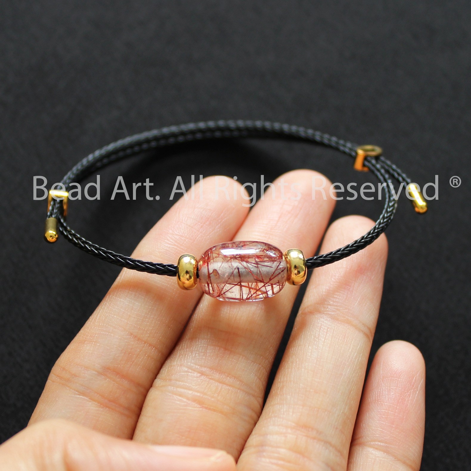 Vòng Tay L.Thống Thạch Anh Tóc Đỏ Loại AAA, Hoả, Thổ, Vòng Tay Phong Thuỷ, Chuỗi Hạt - Bead Art