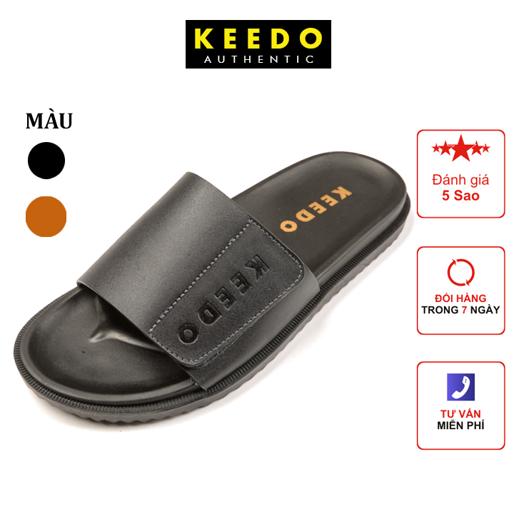 Dép quai ngang da bò thật KEEDO KD368