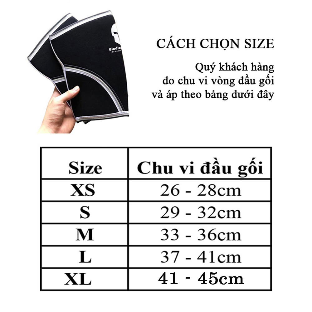 Bó gối tập Gym bảo vệ đầu gối - Xỏ gối thể thao Gladiator cao cấp 8mm (1 Đôi)