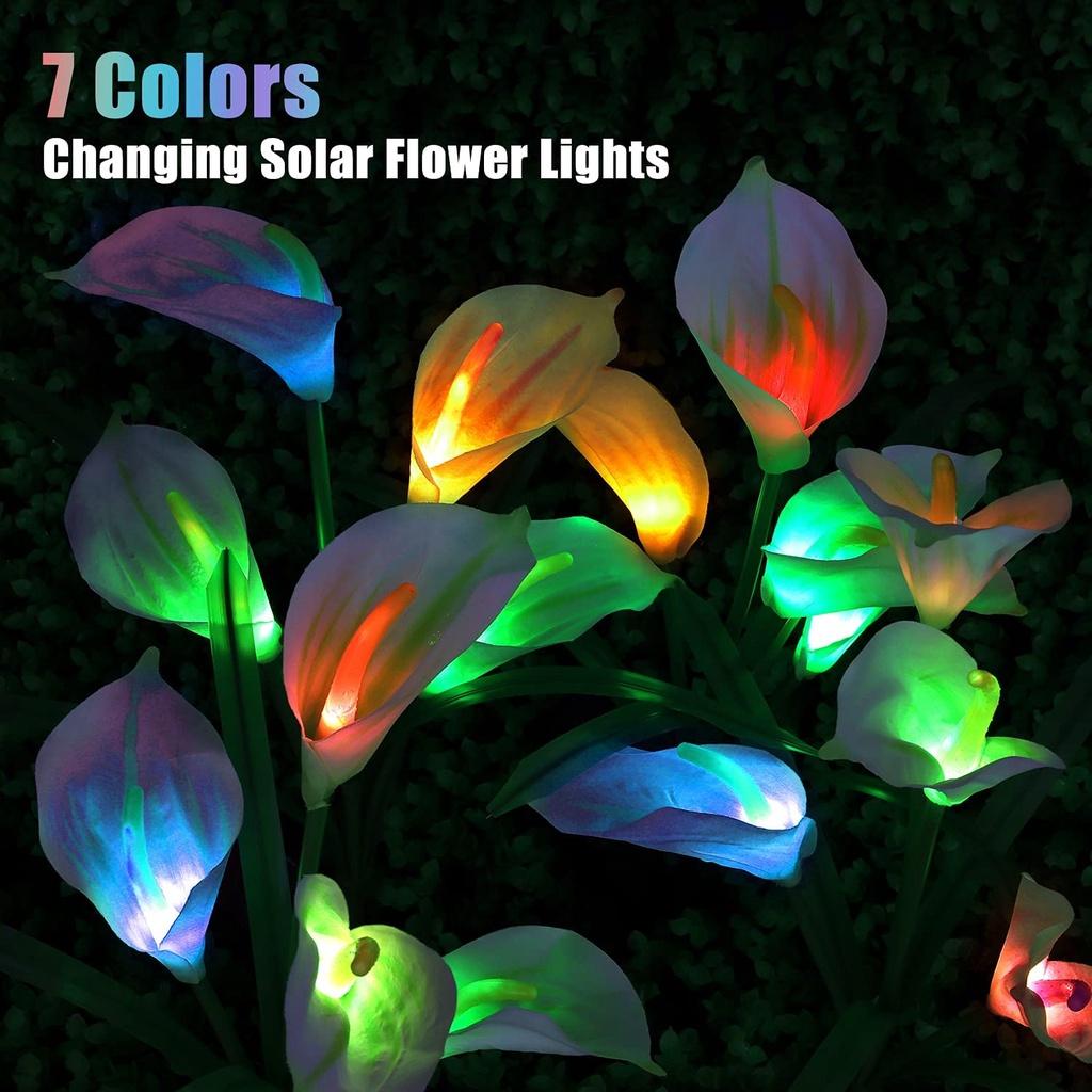 Đèn LED Năng Lượng Mặt Trời Chống Thấm Nước Hình 4 Cành Hoa Calla Trang Trí Sân Vườn Và Sân Vườn