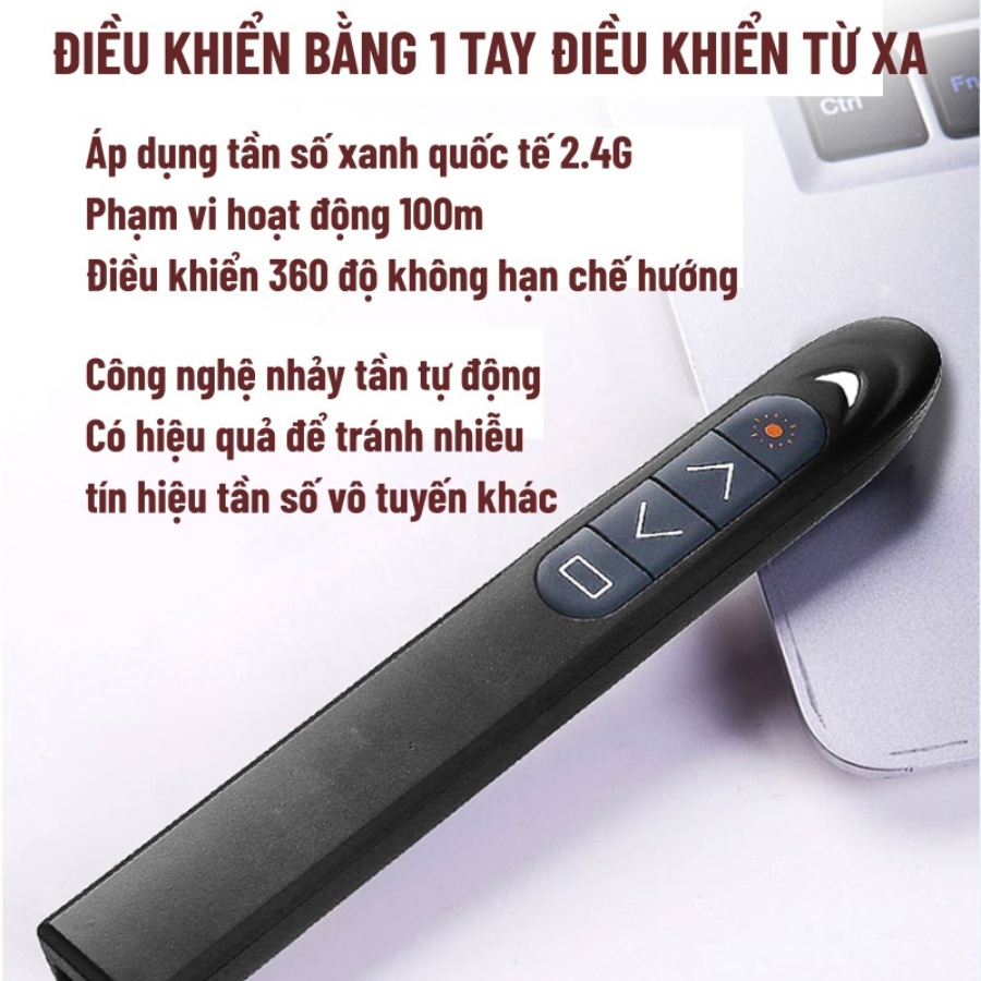 Bút trình chiếu laser có điều khiển từ xa, cổng kết nối USB với máy tính - Funu Home