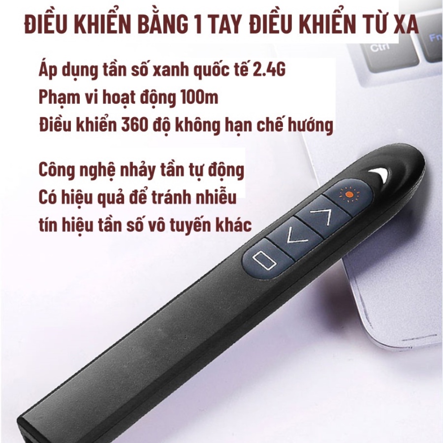 Bút Laser, Bút Trình Chiếu Điều Khiển Từ Xa Essesa Có Đầu USB Kết Nối Với Máy Tính - Hàng chính hãng