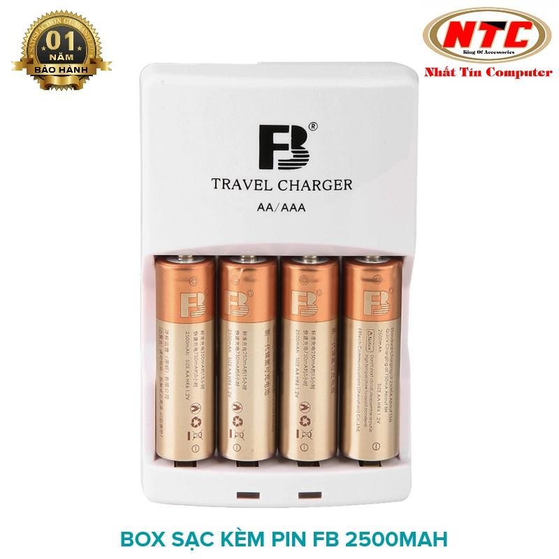 Bộ box sạc kèm 4 pin AA FB 2500mAh hàng nội địa cực bền