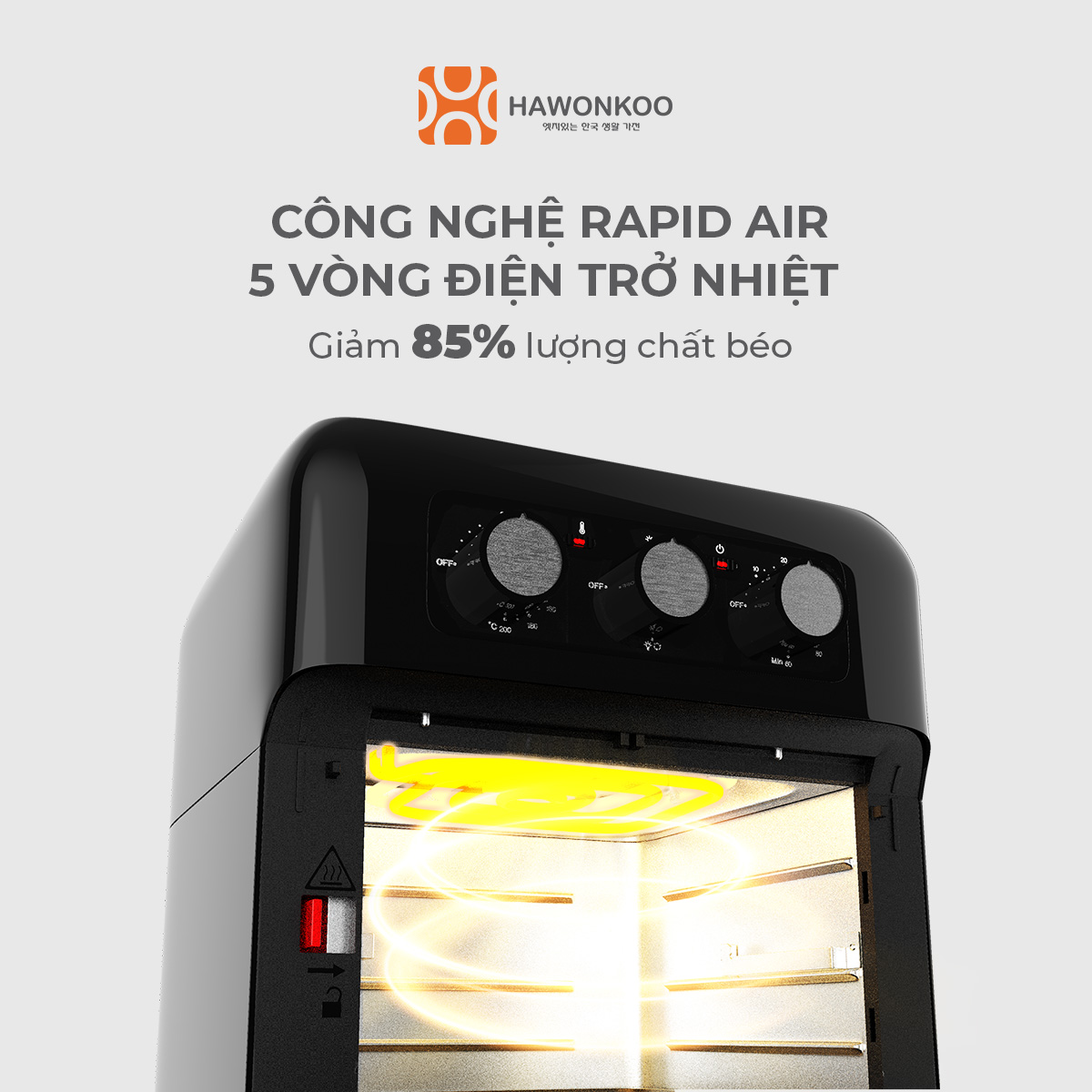 Nồi Chiên Không Dầu Cơ HAWONKOO AFH-100-TQ 10 Lít 1500W Hàng Chính Hãng Bảo Hành 12 Tháng - Thương Hiệu Hàn Quốc
