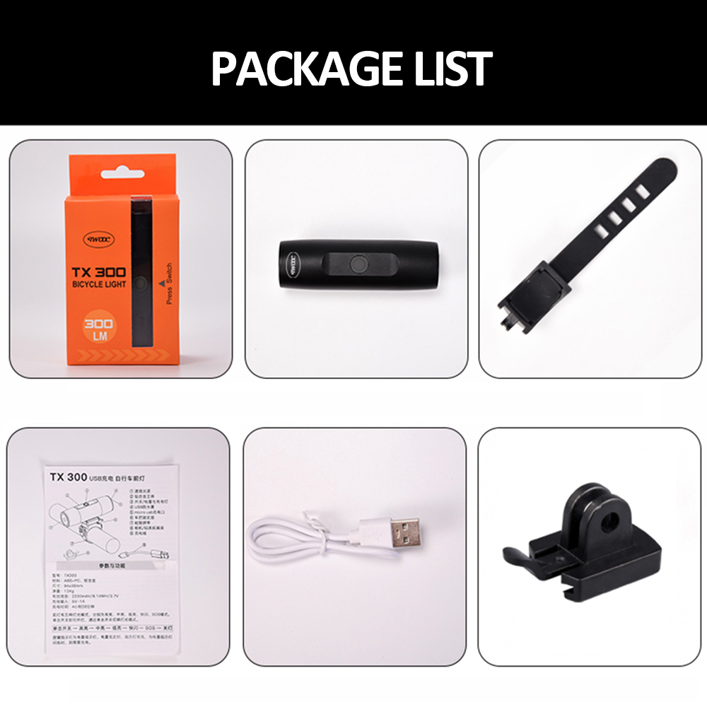 Đèn pin siêu sáng không thấm nước đèn Xe đạp phía trước Đèn pin có thể sạc lại