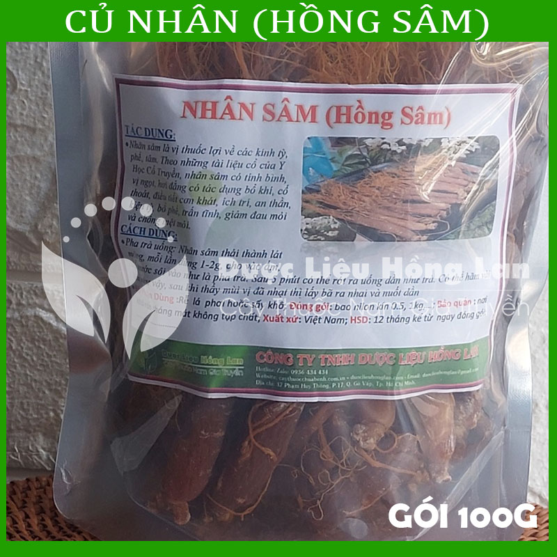 [Thượng hạng] 100G Củ Nhân Sâm (Hồng Sâm) Hàn Quốc khô loại 1