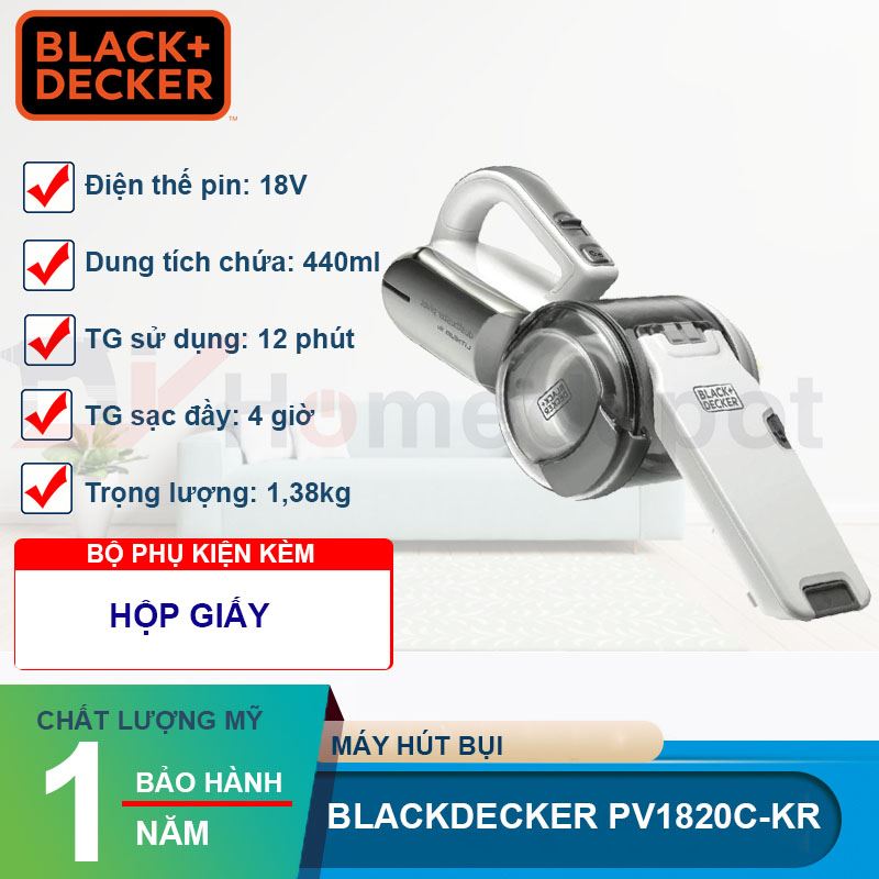 Máy hút bụi Black&amp;Decker PV1820C-KR - Hàng chính hãng